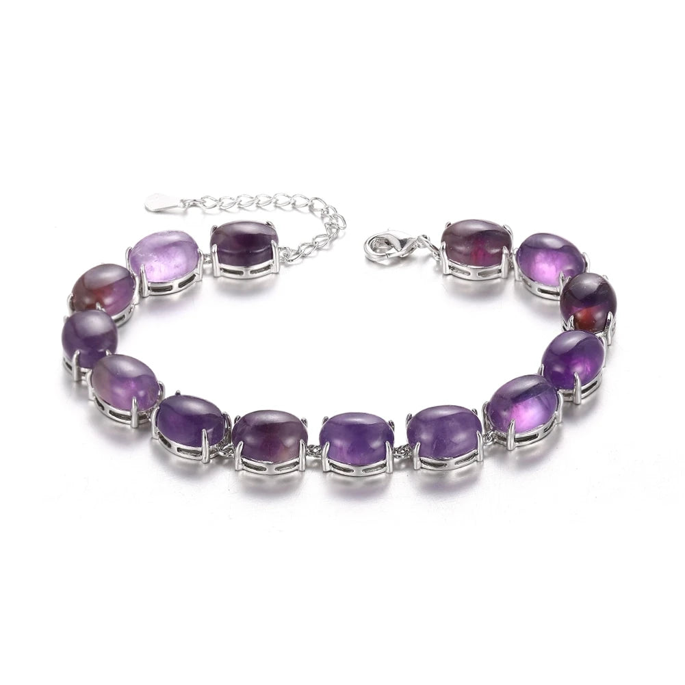 925 Sterling Silver Gemstone Bracelet – Turquoise, Amethyst & Labradorite