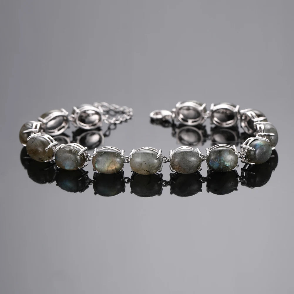 925 Sterling Silver Gemstone Bracelet – Turquoise, Amethyst & Labradorite