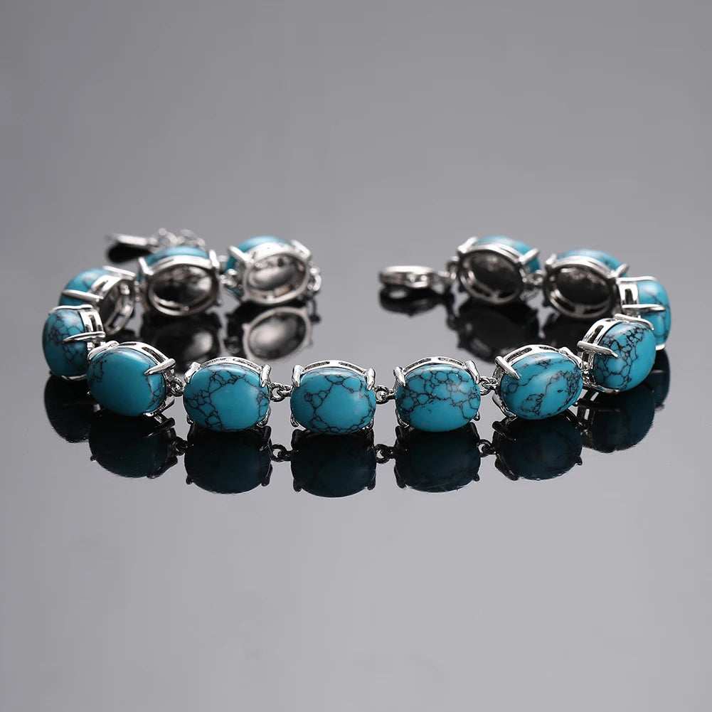925 Sterling Silver Gemstone Bracelet – Turquoise, Amethyst & Labradorite