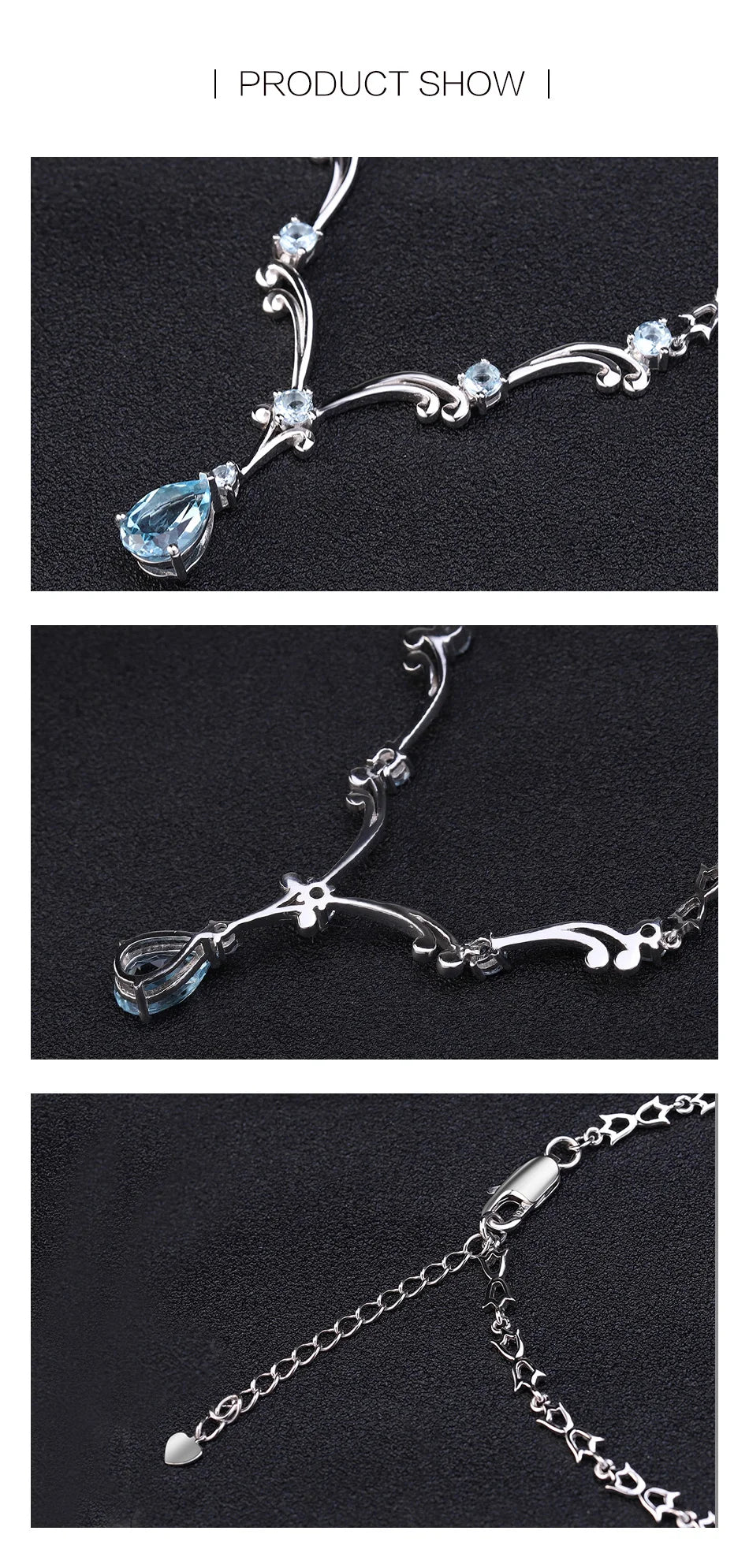 925 Sterling Silver Sky Blue Topaz Pendant Necklace – 5.31Ct Vintage Design