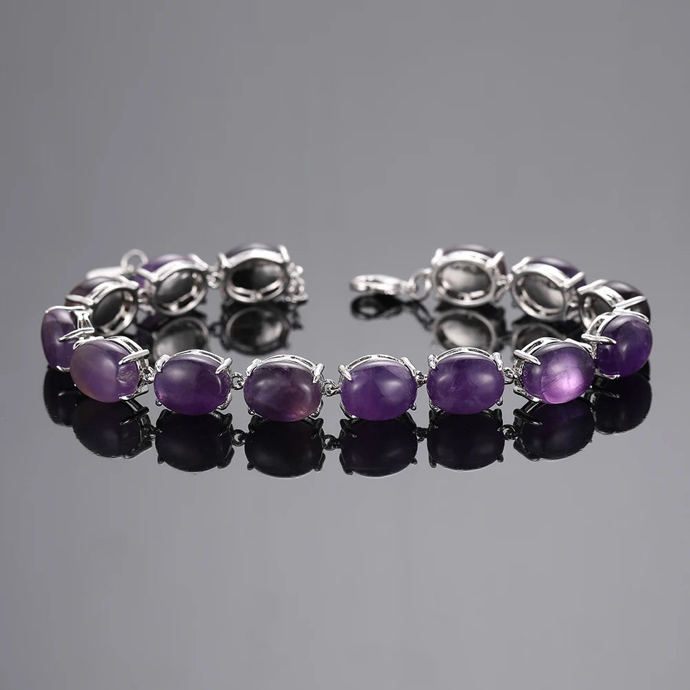 925 Sterling Silver Gemstone Bracelet – Turquoise, Amethyst & Labradorite