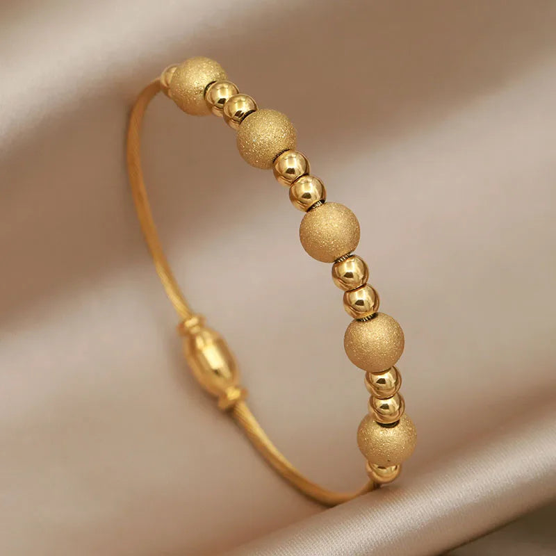 316L Stainless Steel Beaded Cross Bangle – Multicolor Butterfly & Flower