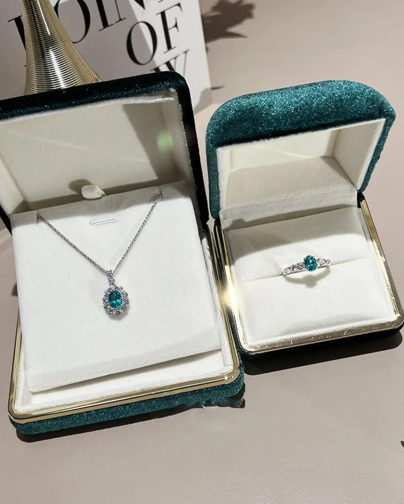 Paraiba-Style Blue-Green Zircon Pendant Necklace – Silver-Plated
