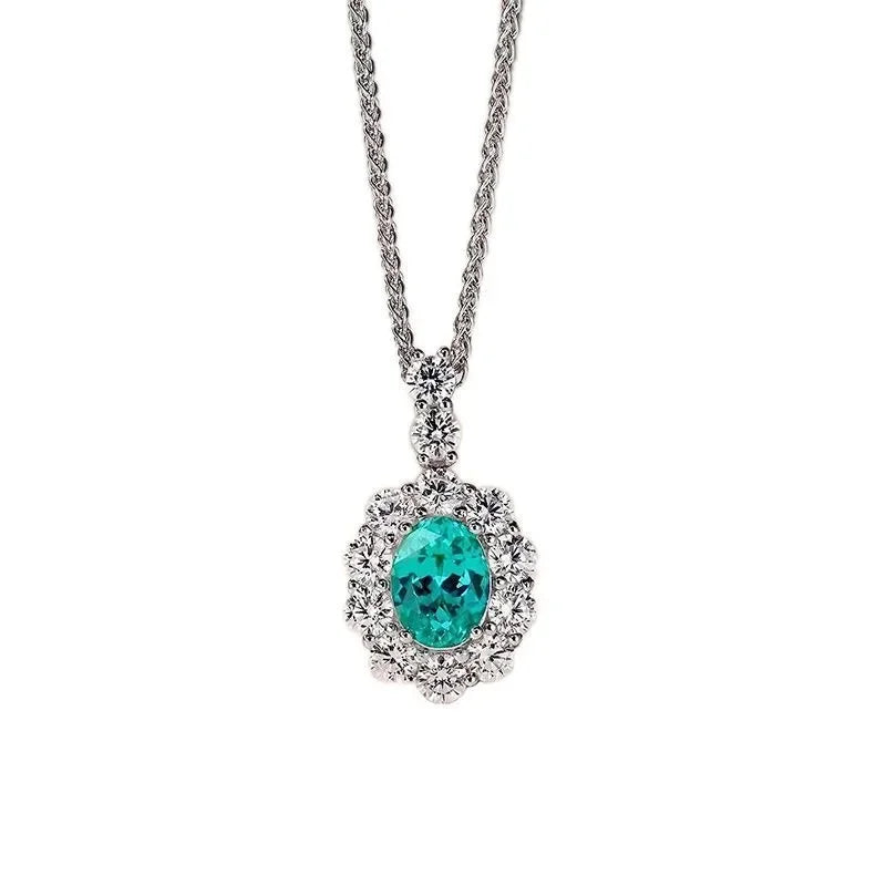 Paraiba-Style Blue-Green Zircon Pendant Necklace – Silver-Plated