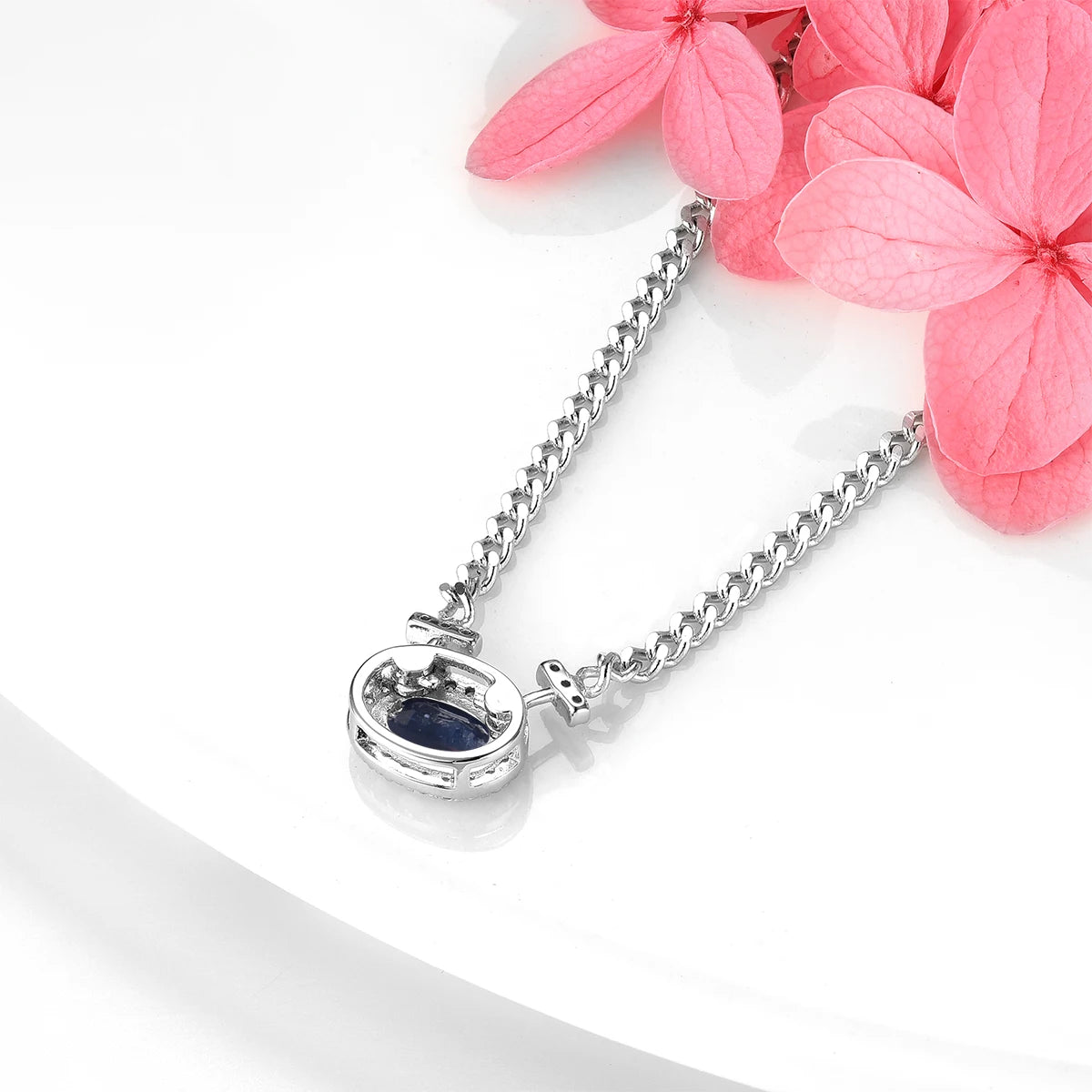 Natural  Blue Sapphire S925 Silver Necklace