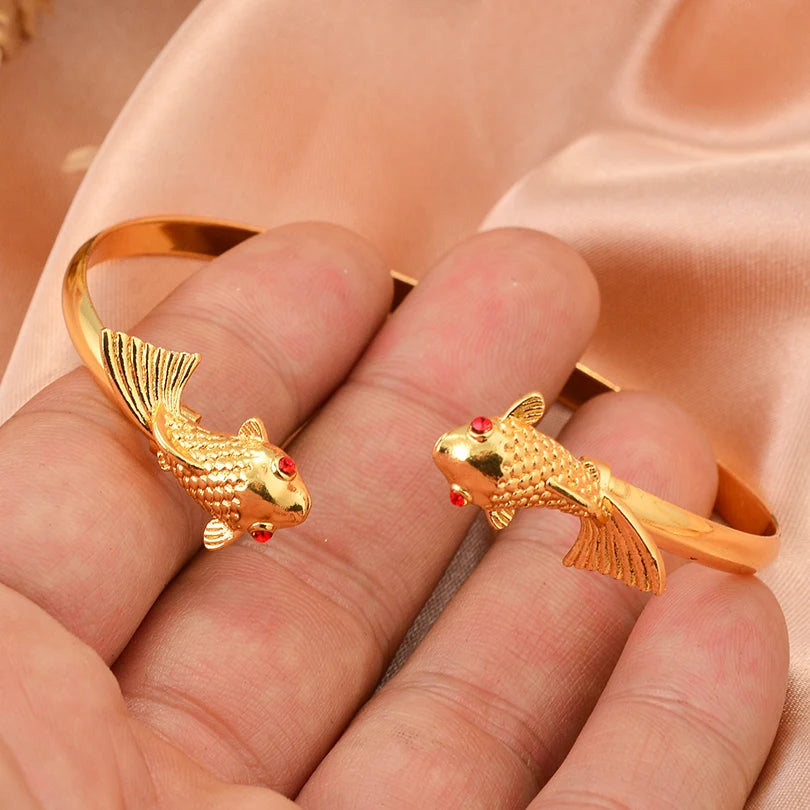 Round Flower Gold-Color Bangle – Algerian Wedding Bracelet (2.36")