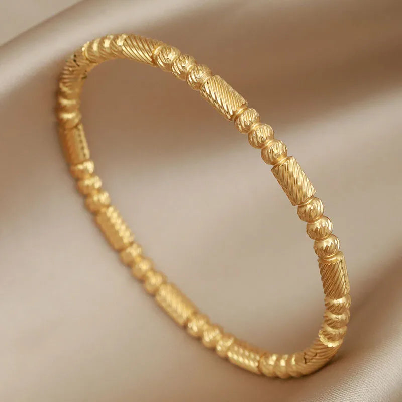 316L Stainless Steel Beaded Cross Bangle – Multicolor Butterfly & Flower