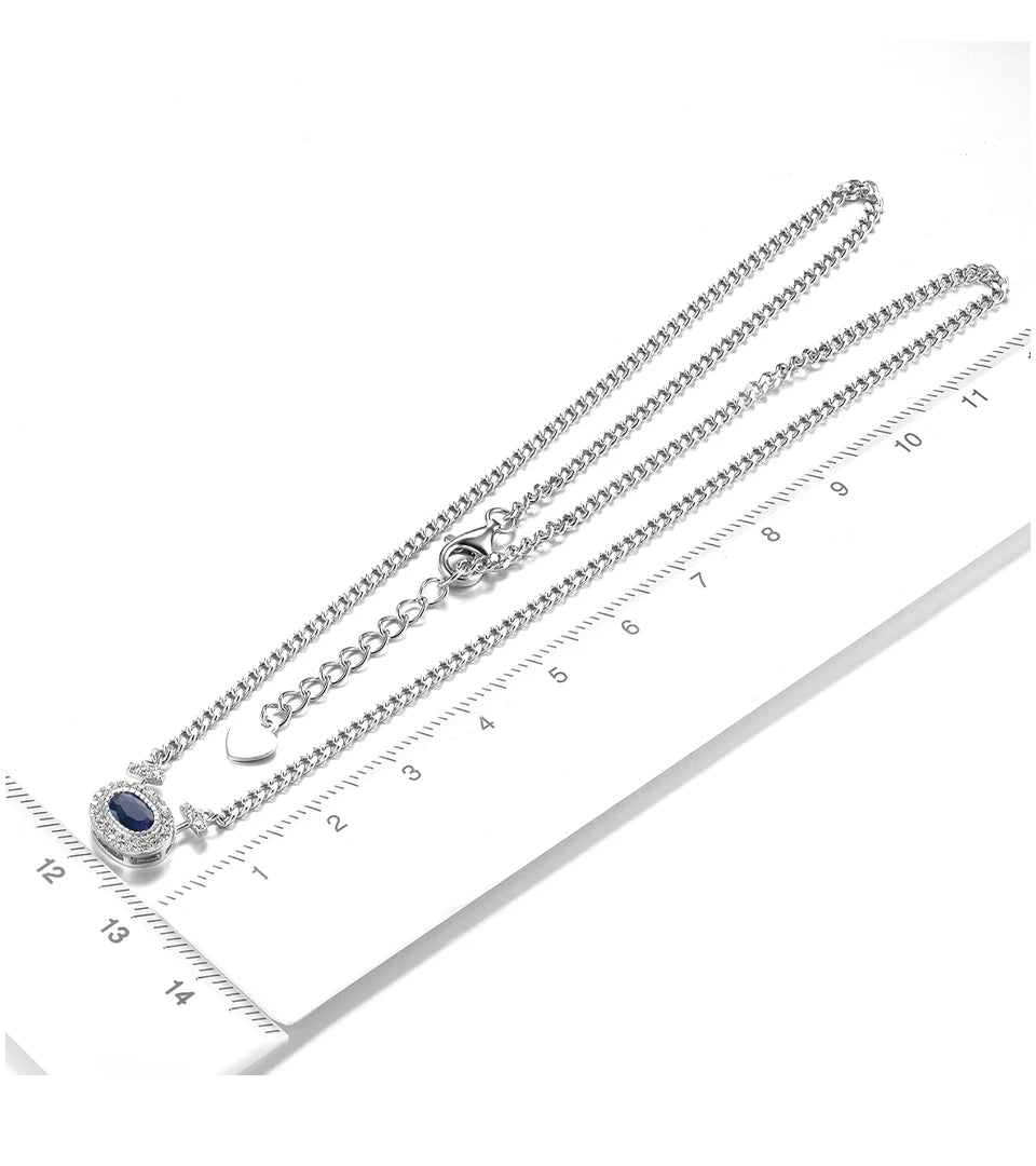 Natural  Blue Sapphire S925 Silver Necklace