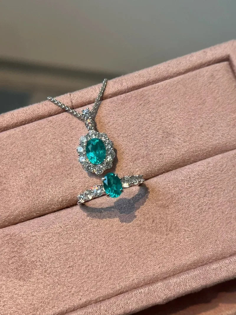 Paraiba-Style Blue-Green Zircon Pendant Necklace – Silver-Plated